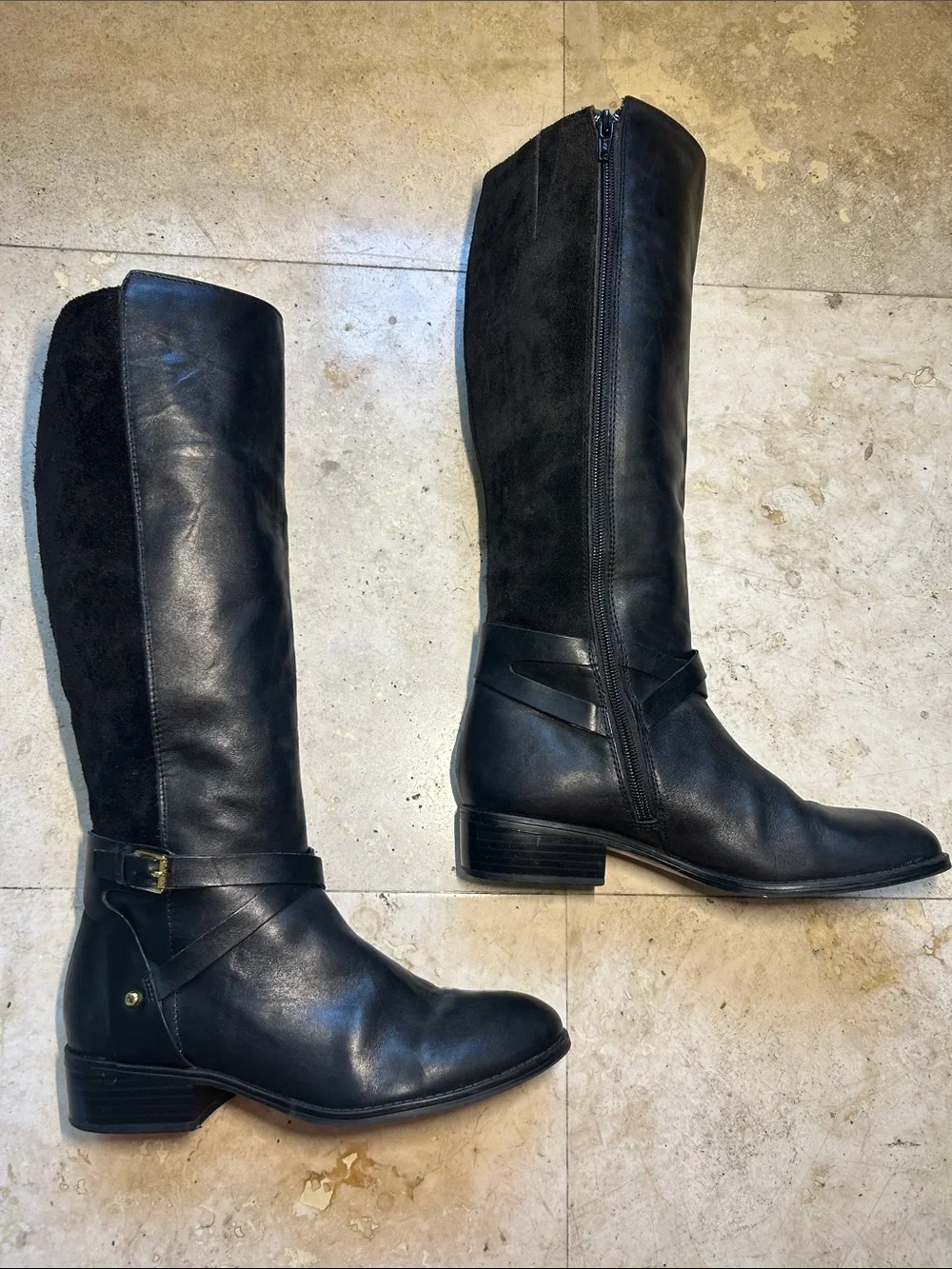 Women's Over-the-Knee Black Leather Riding Boots